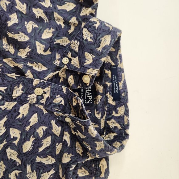 Chaps Ralph Lauren Hawaiian Fish All Over Print Vtg Button Down Mens Size Large - Picture 5 of 11